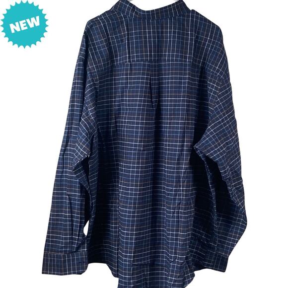 Van Heusen Dress Shirt Men's 2XLB Blue Flannel Plaid Long Sleeve Button Up NEW - Picture 2 of 7